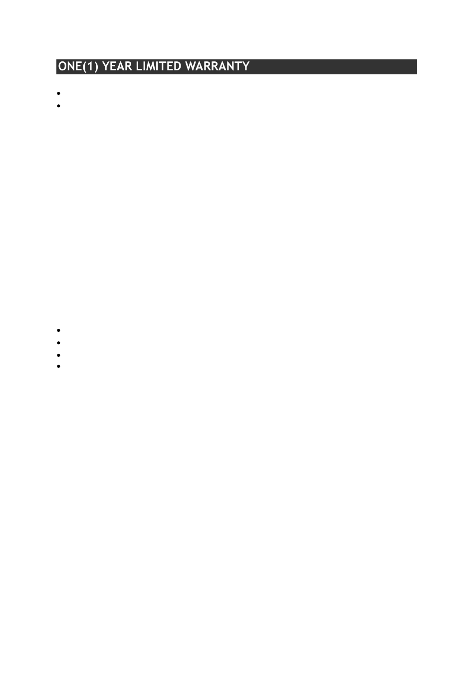 One(1) year limited warranty | Pelonis FW23-A4R User Manual | Page 6 / 6