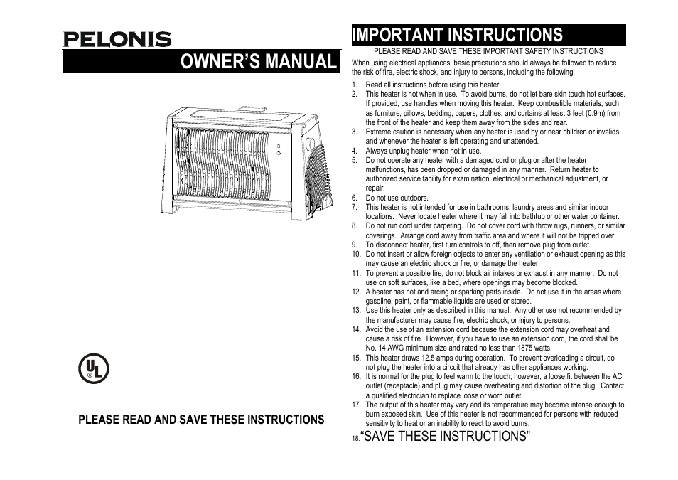 Pelonis HR-0031 User Manual | 3 pages