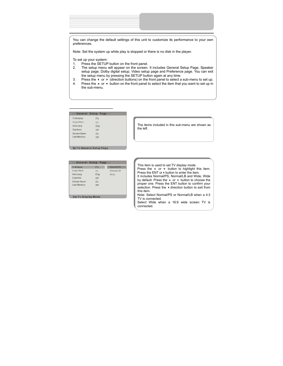 System setup | Polaroid PDM-0825M User Manual | Page 35 / 47