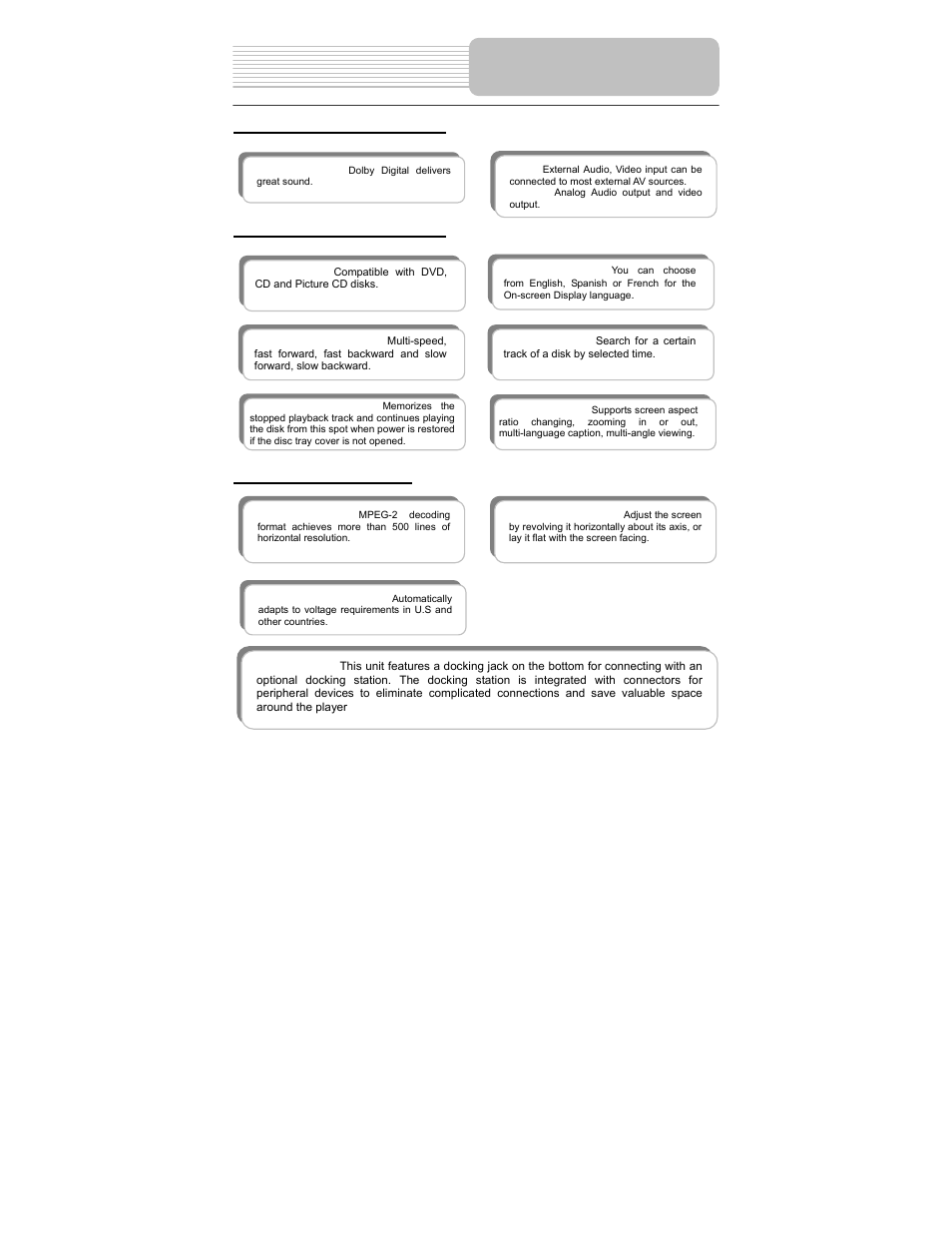 Features | Polaroid PDM-0825M User Manual | Page 7 / 47
