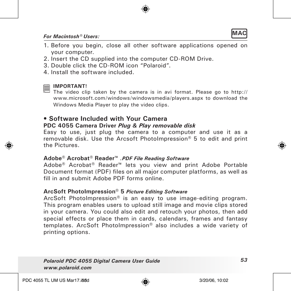 Software included with your camera | Polaroid PDC4055 User Manual | Page 53 / 72