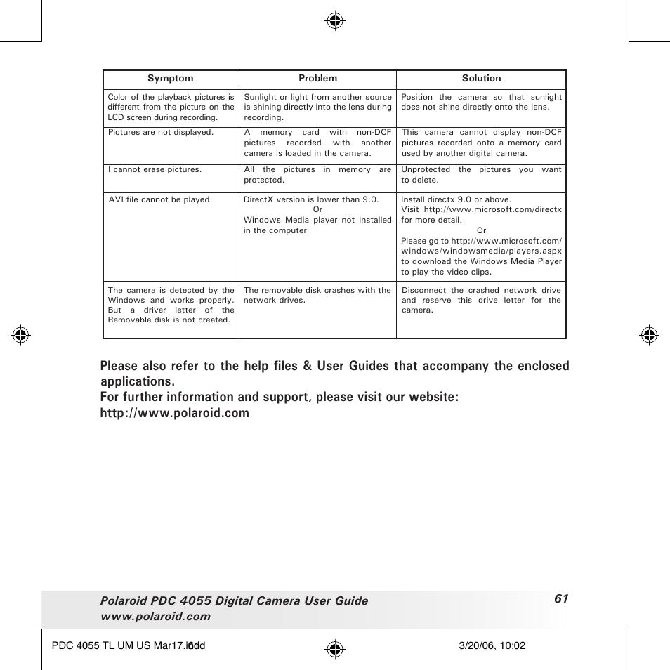 Polaroid PDC4055 User Manual | Page 61 / 72