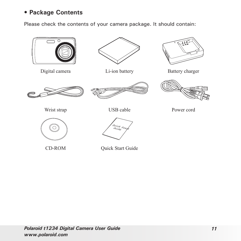 Package contents, User manual | Polaroid t1234 User Manual | Page 11 / 95