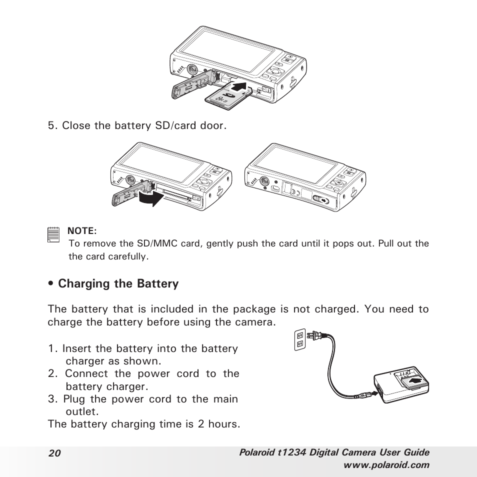 Charging the battery | Polaroid t1234 User Manual | Page 20 / 95