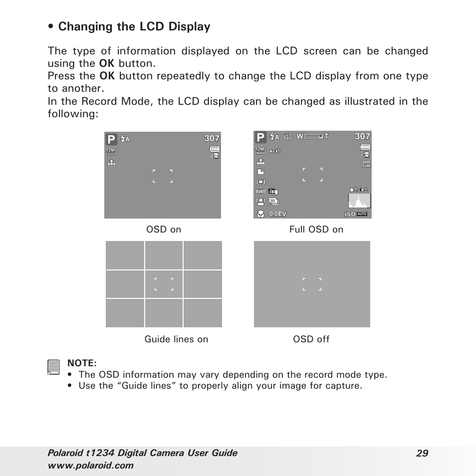 Changing the lcd display | Polaroid t1234 User Manual | Page 29 / 95