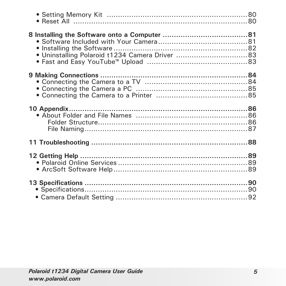 Polaroid t1234 User Manual | Page 5 / 95