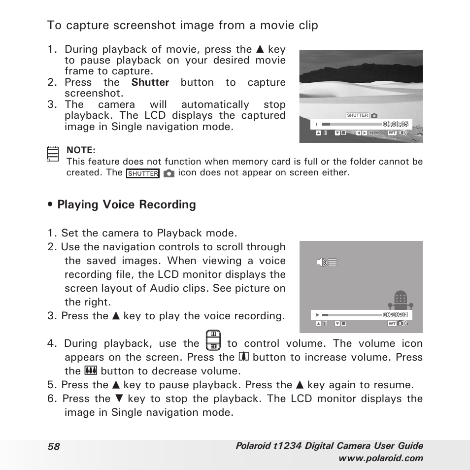 Playing voice recording | Polaroid t1234 User Manual | Page 58 / 95