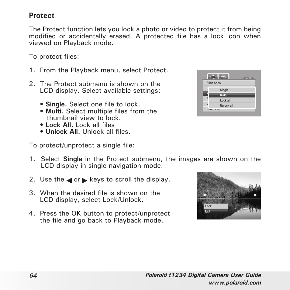 Protect | Polaroid t1234 User Manual | Page 64 / 95