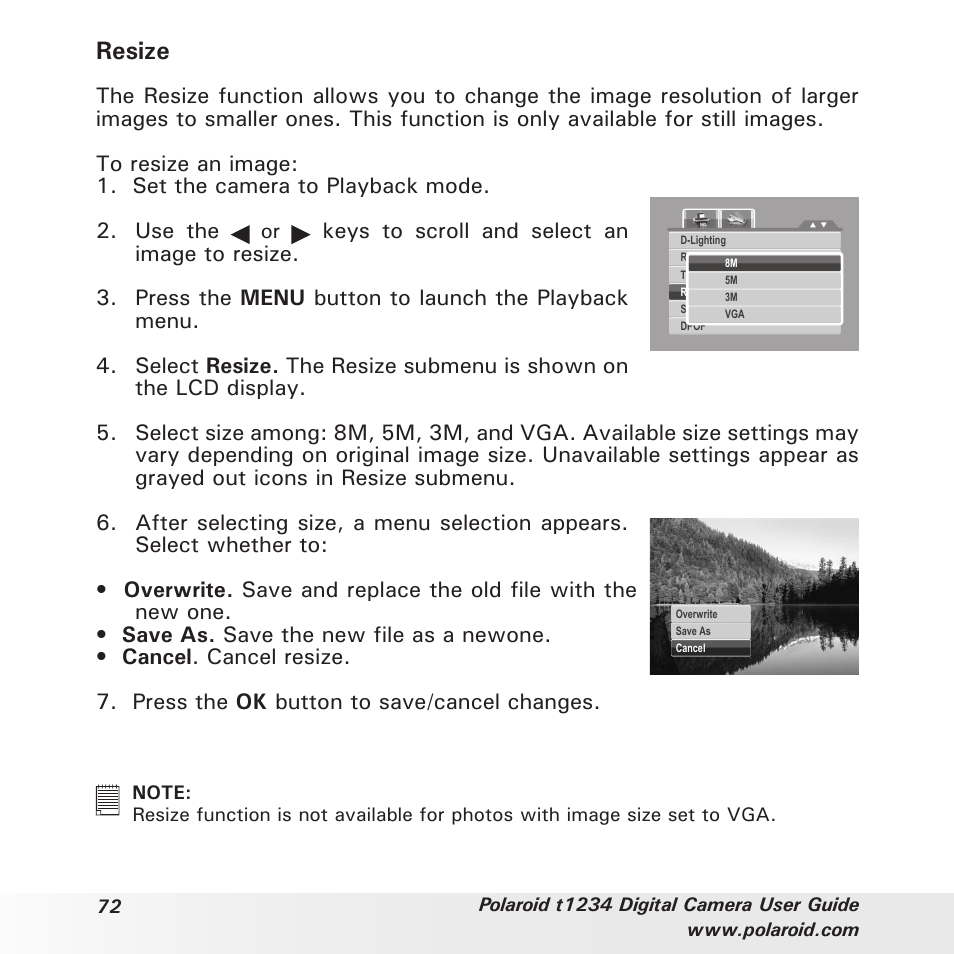 Resize | Polaroid t1234 User Manual | Page 72 / 95