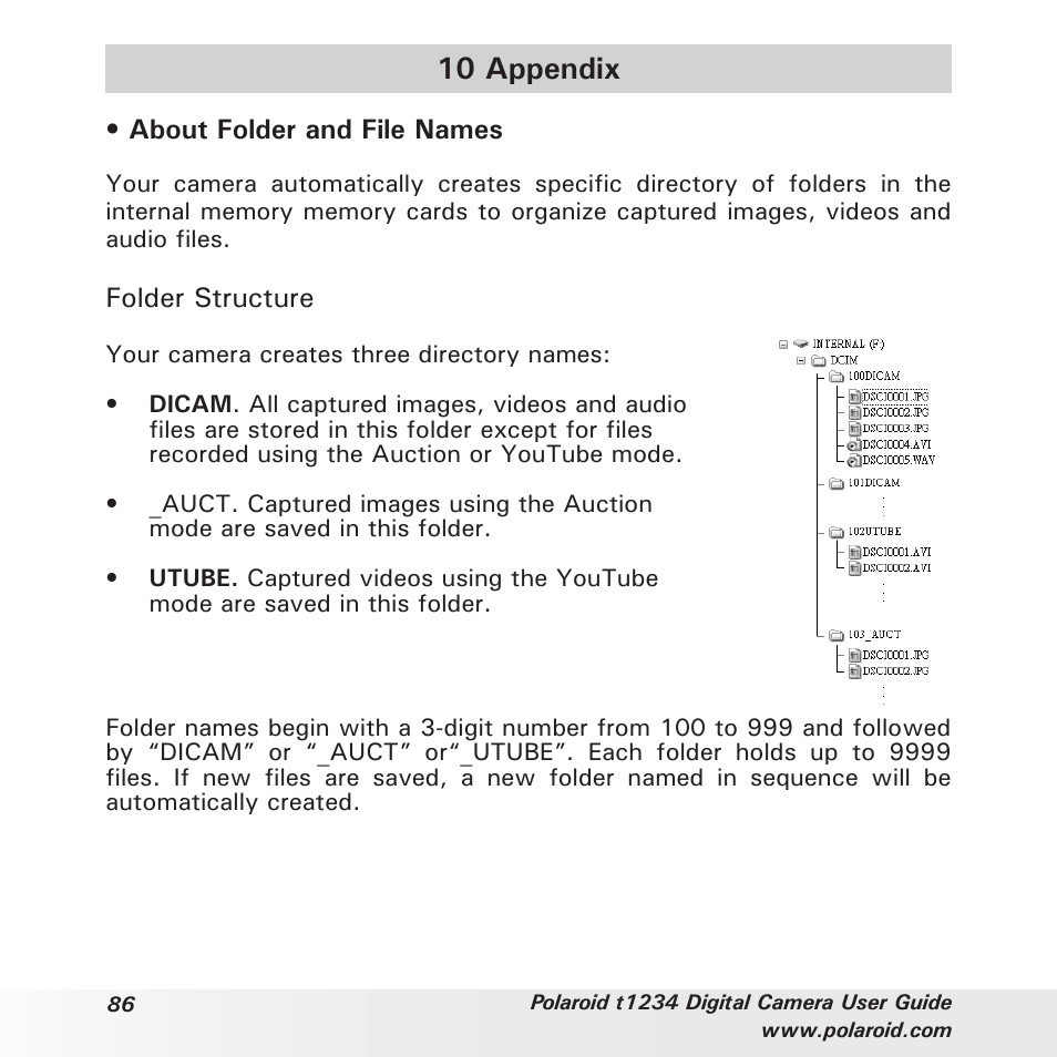 10 appendix | Polaroid t1234 User Manual | Page 86 / 95