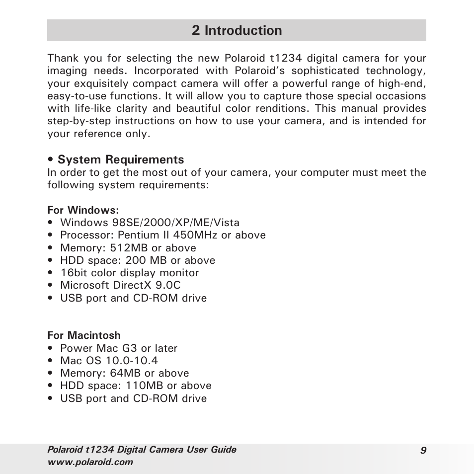 2 introduction | Polaroid t1234 User Manual | Page 9 / 95