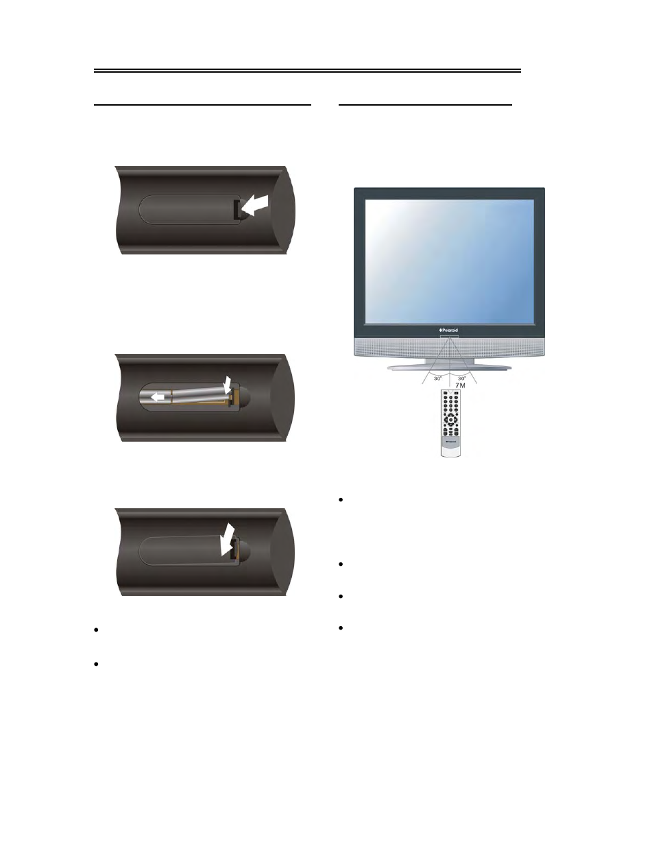 Remote control, Preparation of remote control, Using of remote control | Polaroid FLM-1514 User Manual | Page 9 / 28