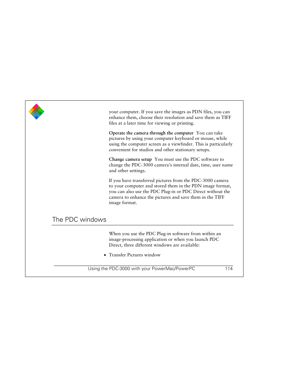 The pdc windows | Polaroid PDC 3000 User Manual | Page 114 / 252