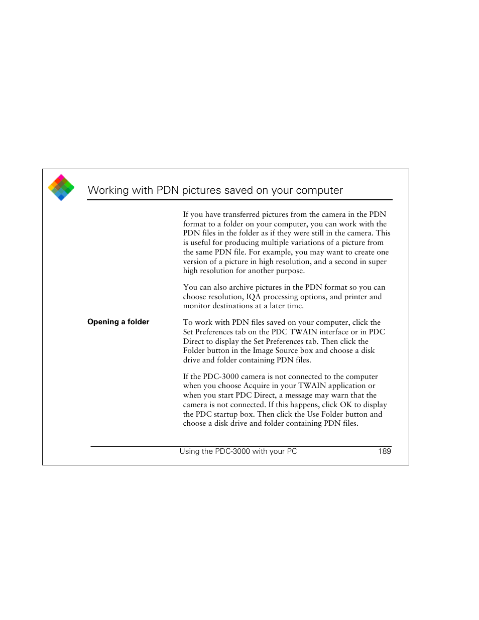 Working with pdn pictures saved on your computer | Polaroid PDC 3000 User Manual | Page 189 / 252