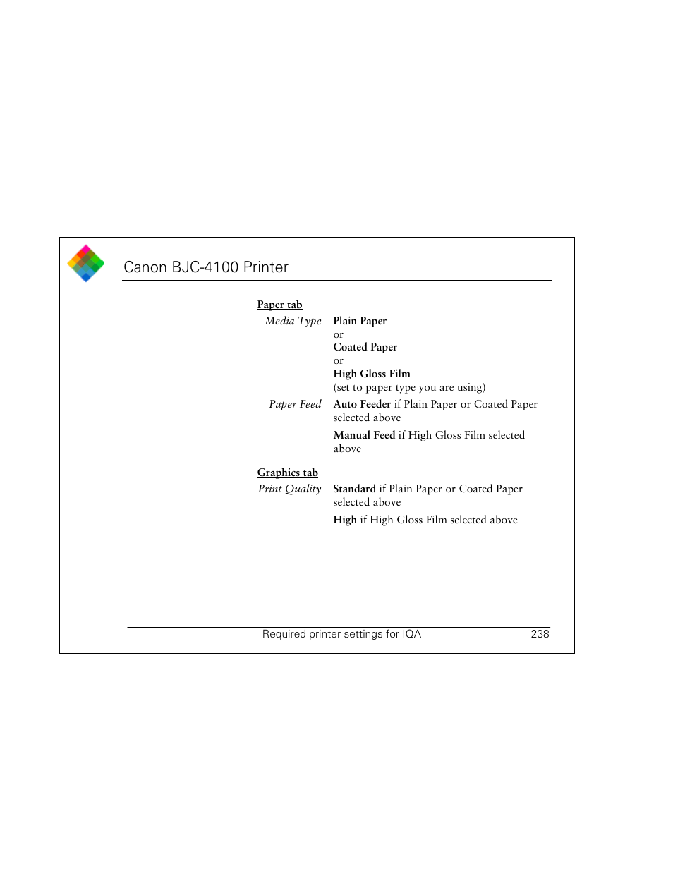 Canon bjc-4100 printer | Polaroid PDC 3000 User Manual | Page 238 / 252