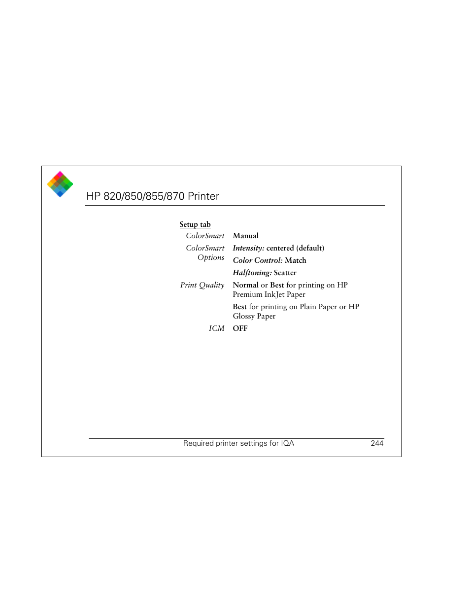 Hp 820/850/855/870 printer | Polaroid PDC 3000 User Manual | Page 244 / 252