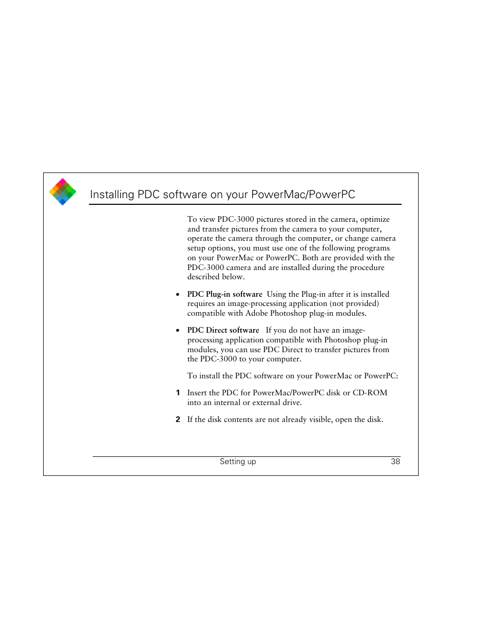 Installing pdc software on your powermac/powerpc | Polaroid PDC 3000 User Manual | Page 38 / 252