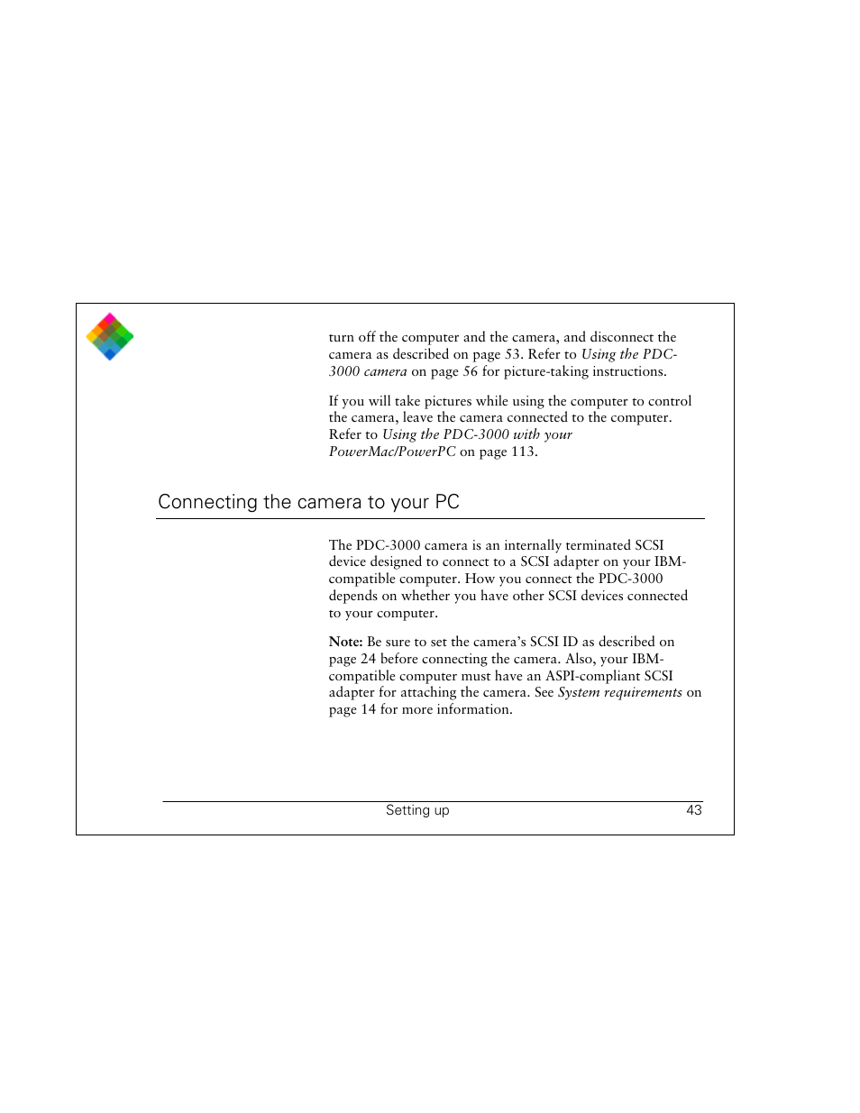 Connecting the camera to your pc | Polaroid PDC 3000 User Manual | Page 43 / 252