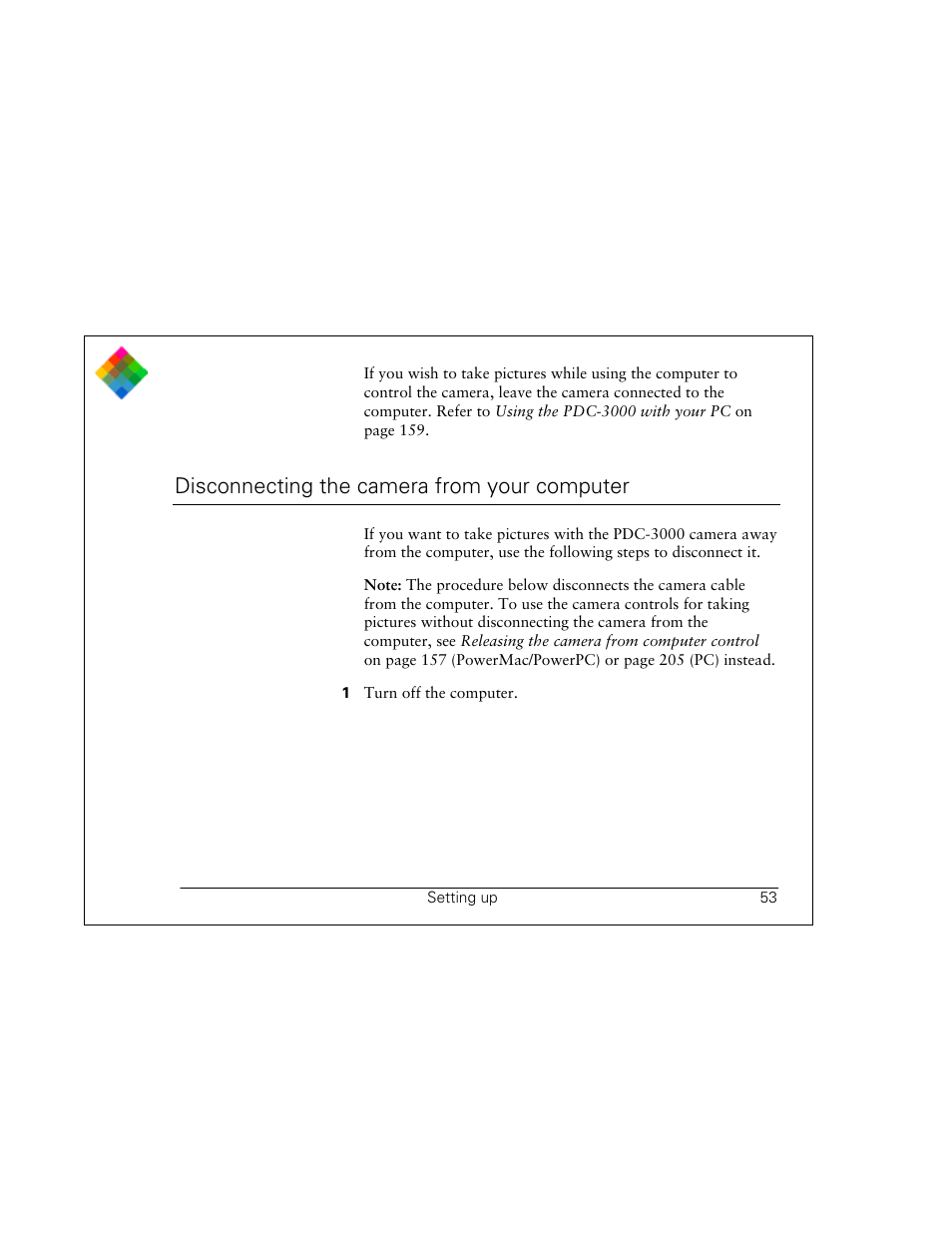 Disconnecting the camera from your computer | Polaroid PDC 3000 User Manual | Page 53 / 252