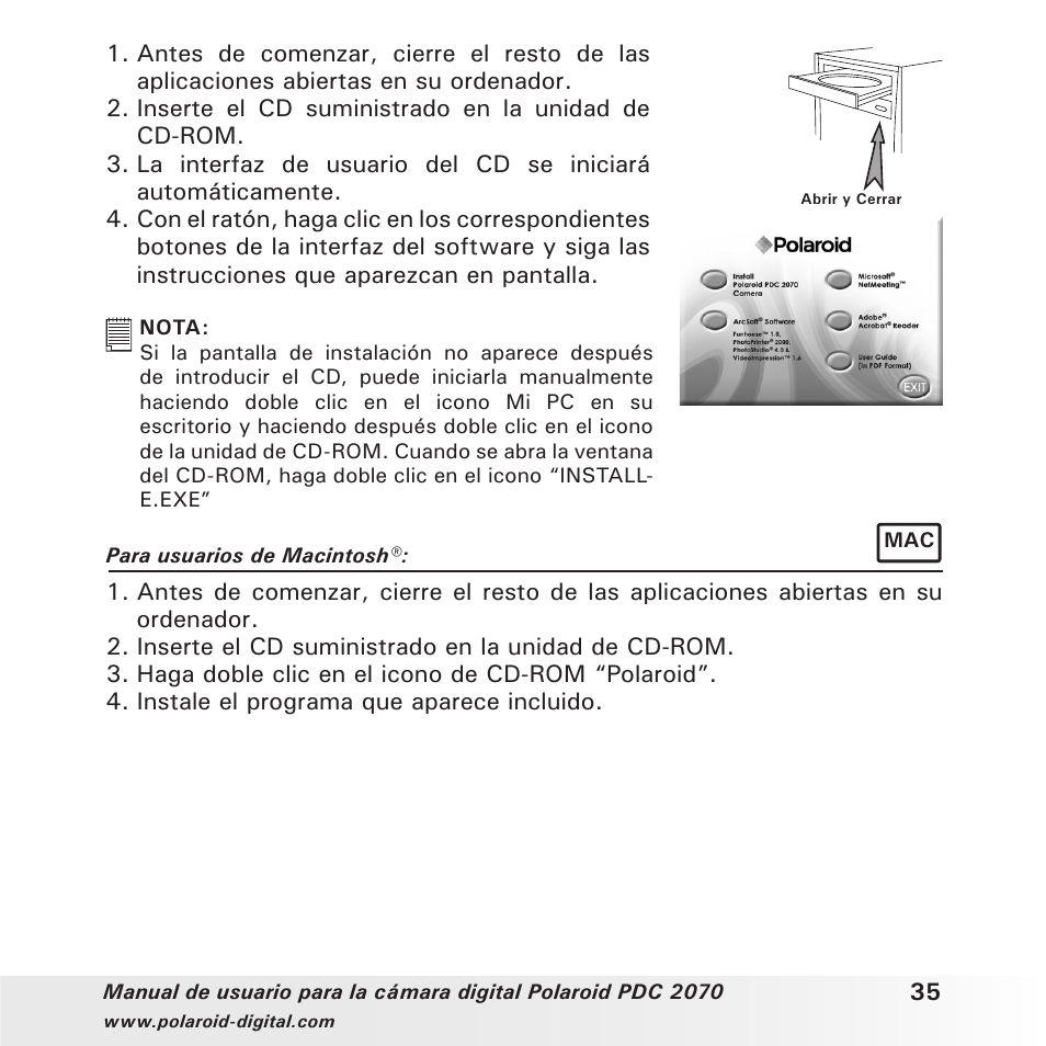 Polaroid PDC 2070 User Manual | Page 35 / 52