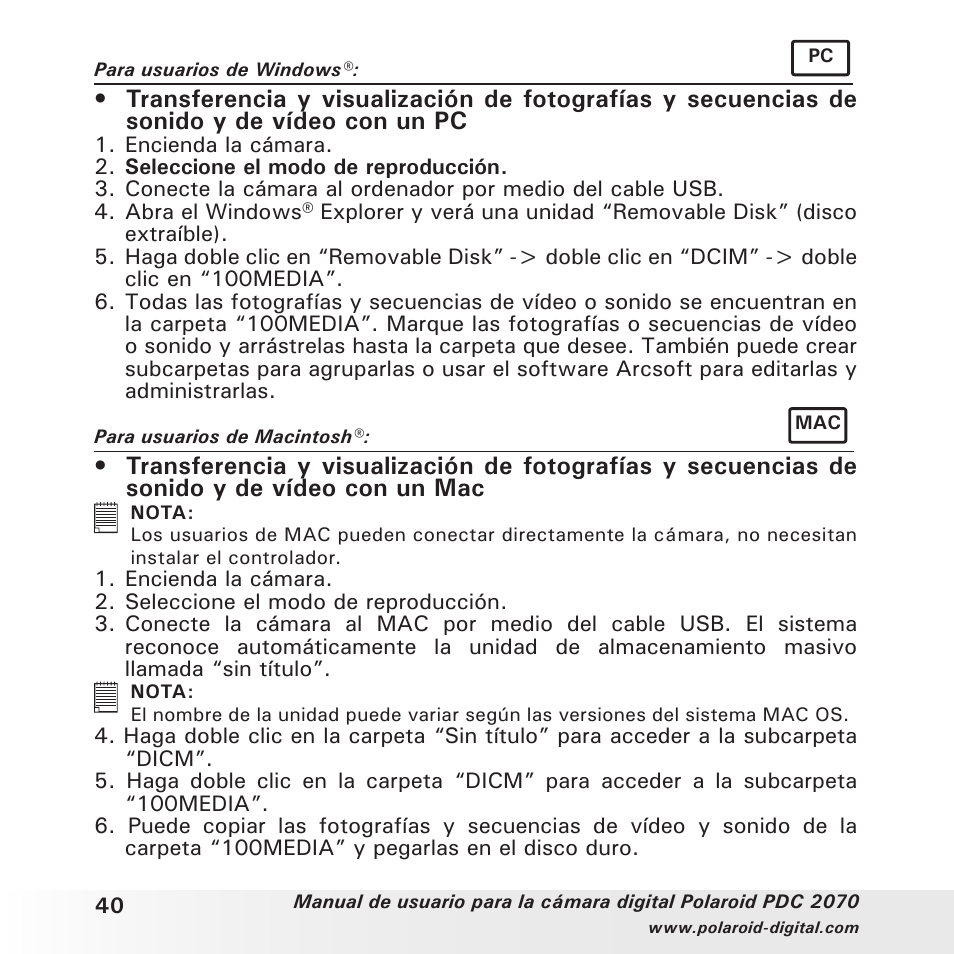 Polaroid PDC 2070 User Manual | Page 40 / 52