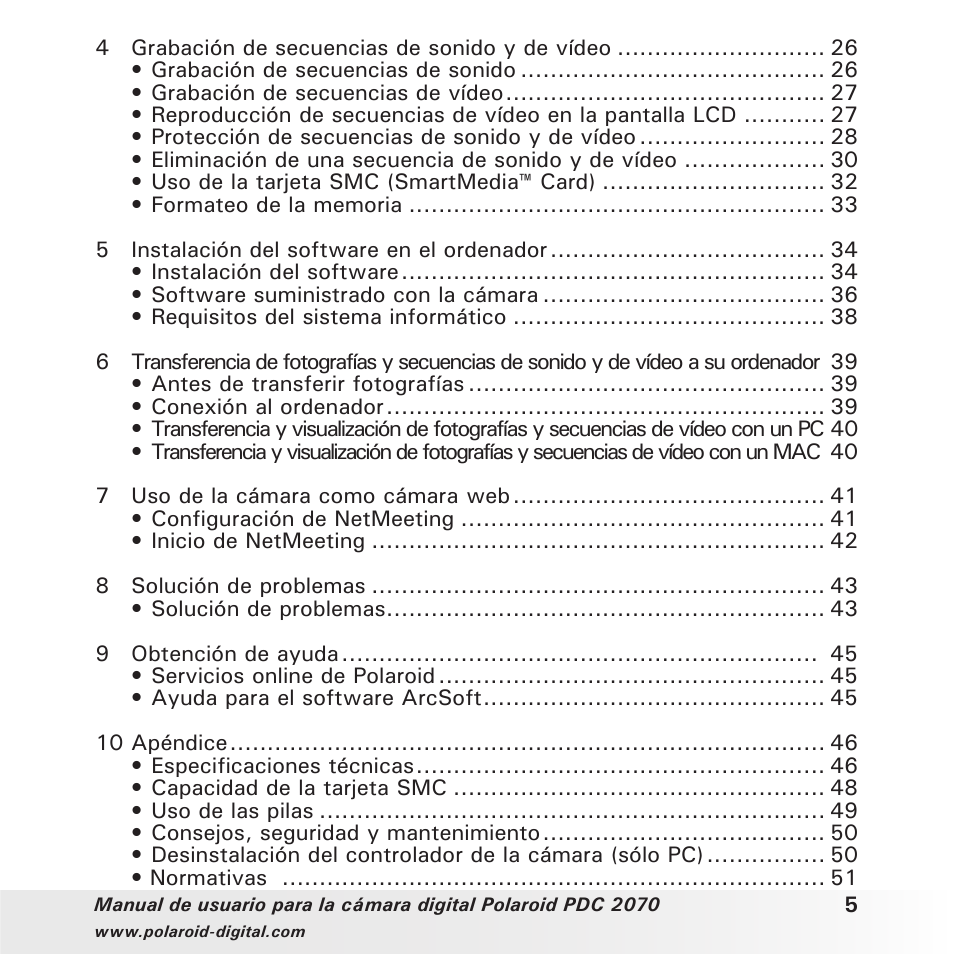 Polaroid PDC 2070 User Manual | Page 5 / 52