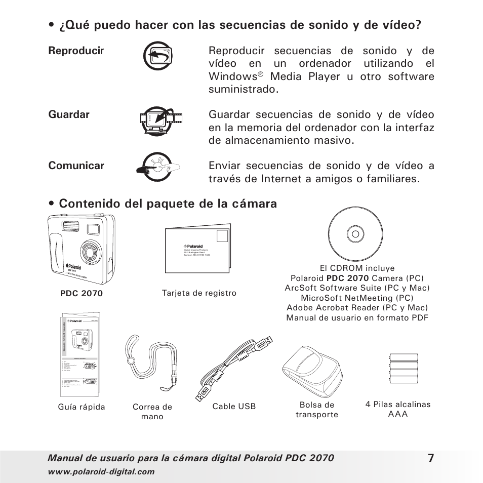 Polaroid PDC 2070 User Manual | Page 7 / 52