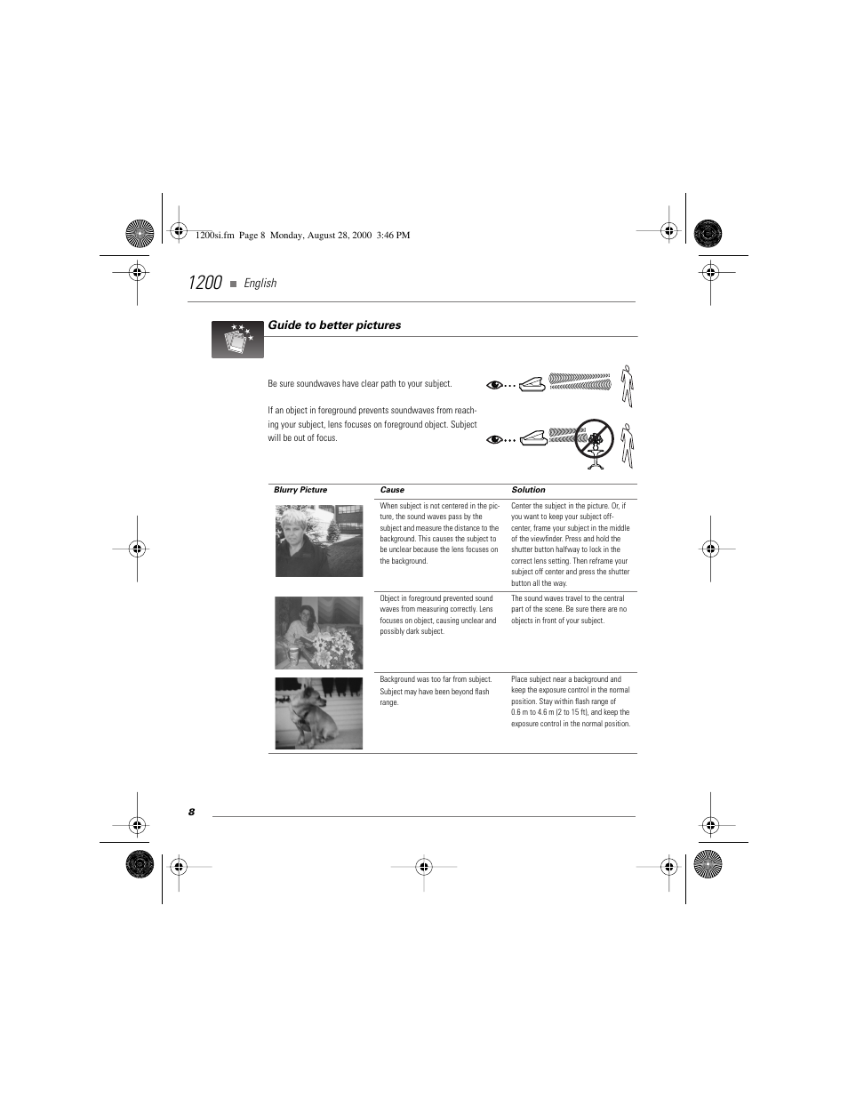 Guide to better pictures | Polaroid 1200si User Manual | Page 9 / 11