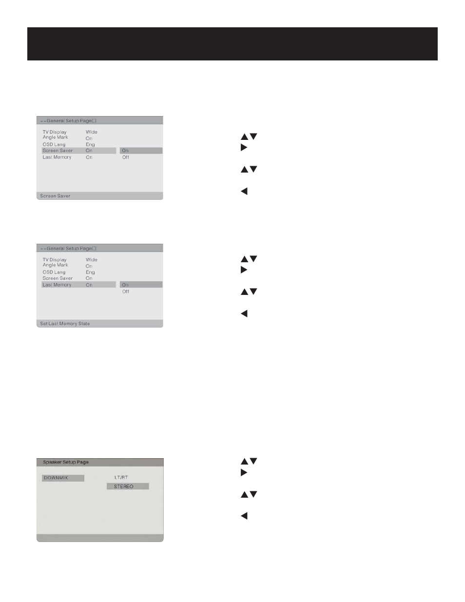 System setup, General setup (continued) speaker setup | Polaroid PDU-1063 User Manual | Page 26 / 33