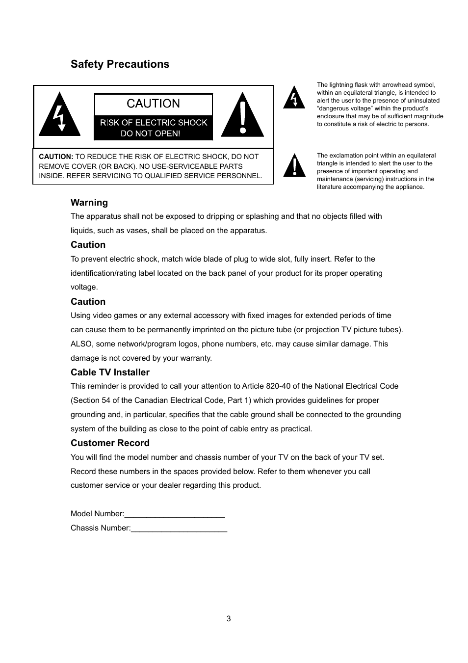 Safety precautions | Polaroid PLA 4260 User Manual | Page 3 / 39
