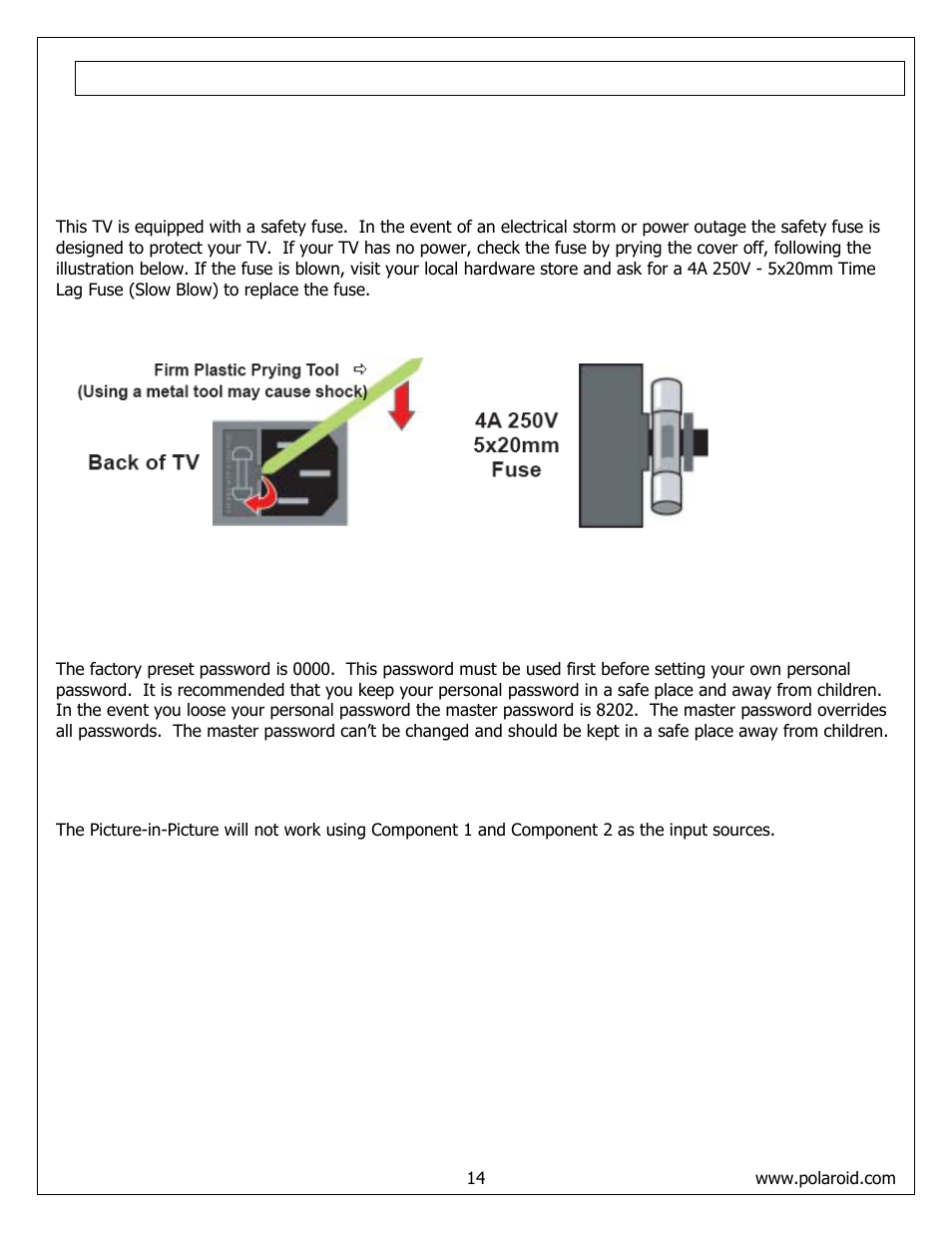 Troubleshooting / flow charts | Polaroid FLM-373B User Manual | Page 14 / 52