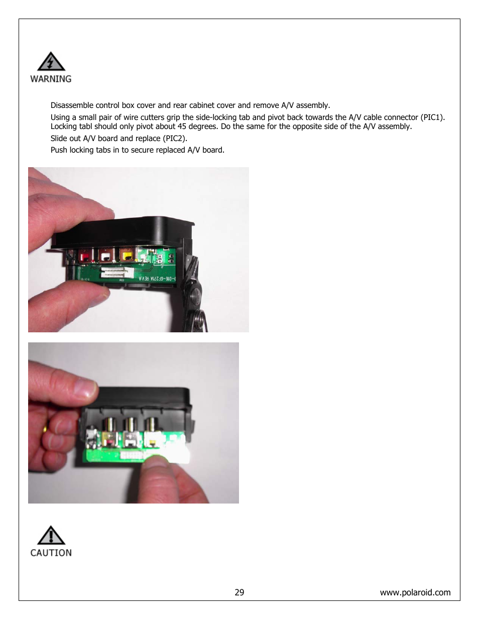 A/v board removal and replacement | Polaroid FLM-373B User Manual | Page 29 / 52