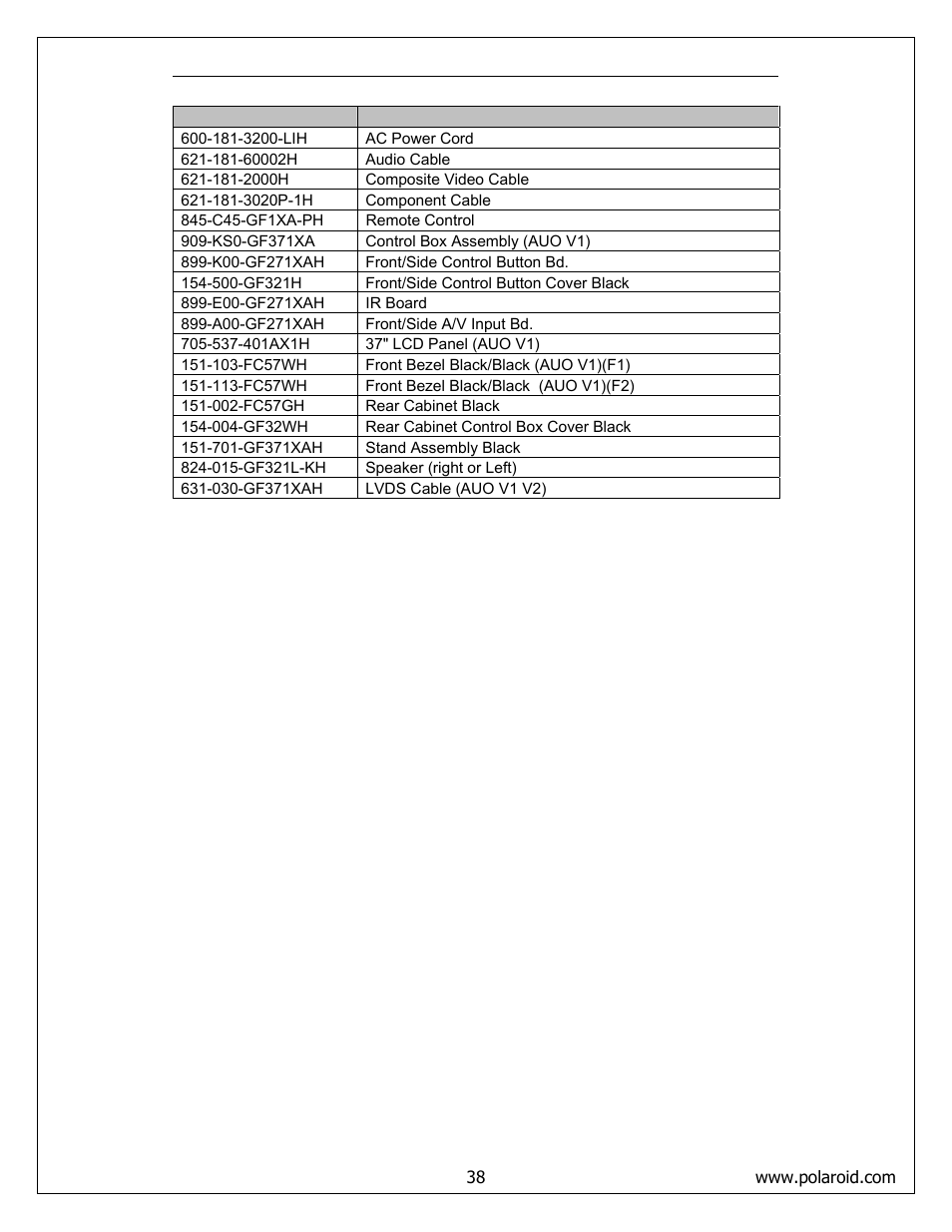 Polaroid FLM-373B User Manual | Page 38 / 52