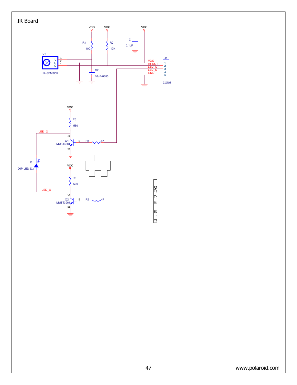 Proview electronics (taiwan) co., ltd, Ir sensor pcb | Polaroid FLM-373B User Manual | Page 47 / 52