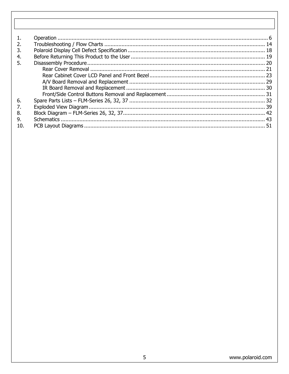 Polaroid FLM-373B User Manual | Page 5 / 52