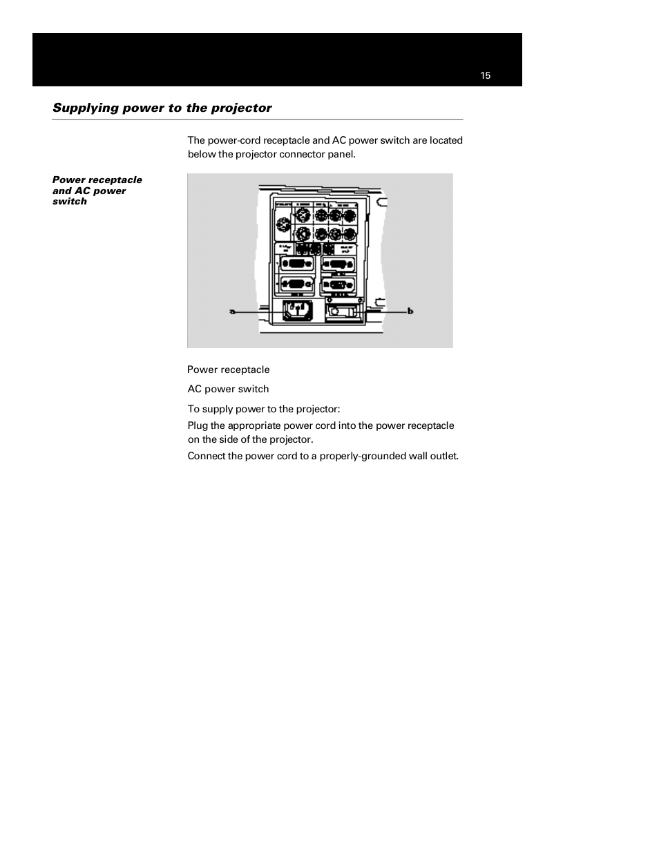 Supplying power to the projector | Polaroid Polaview 110 User Manual | Page 19 / 69