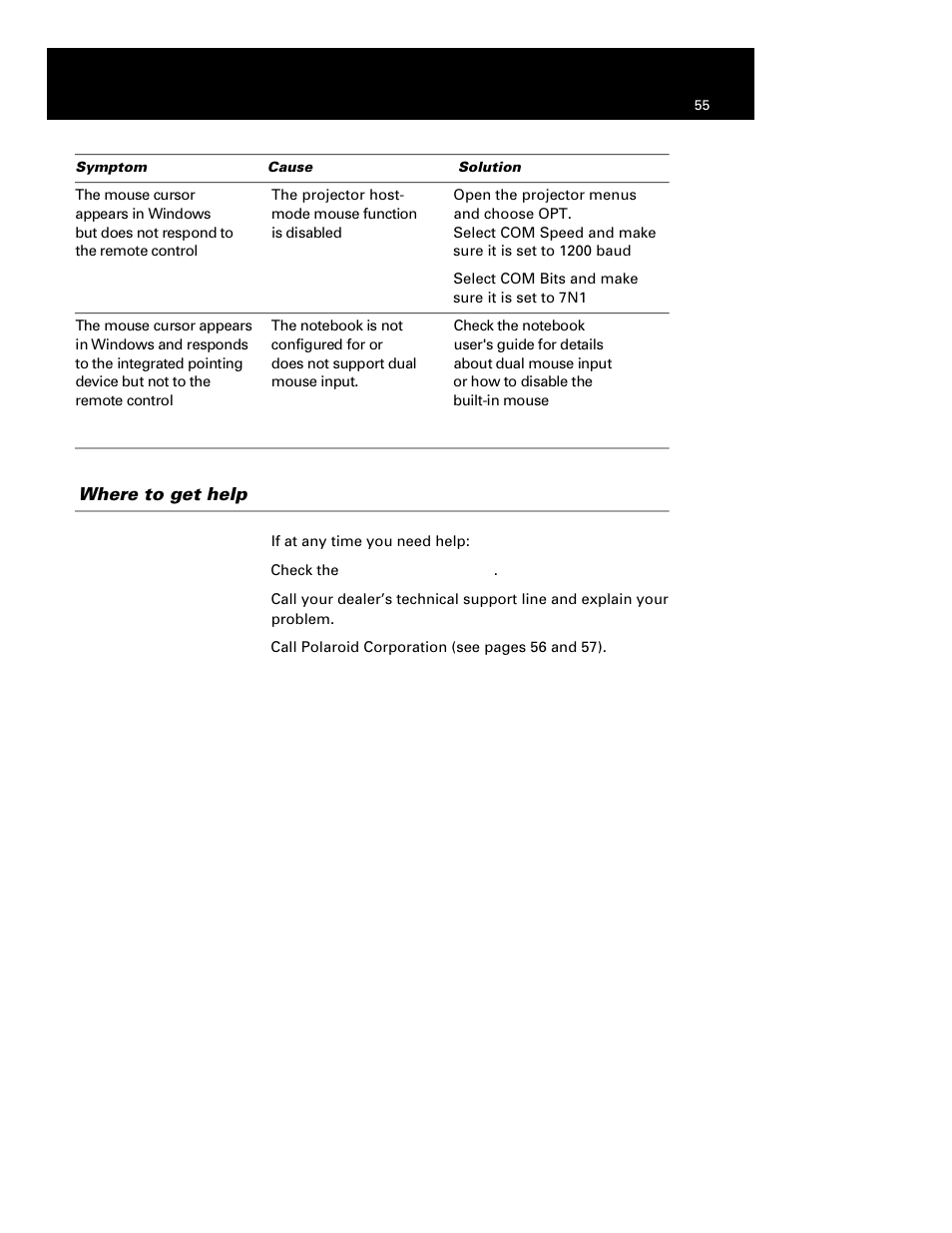 Where to get help | Polaroid Polaview 110 User Manual | Page 58 / 69