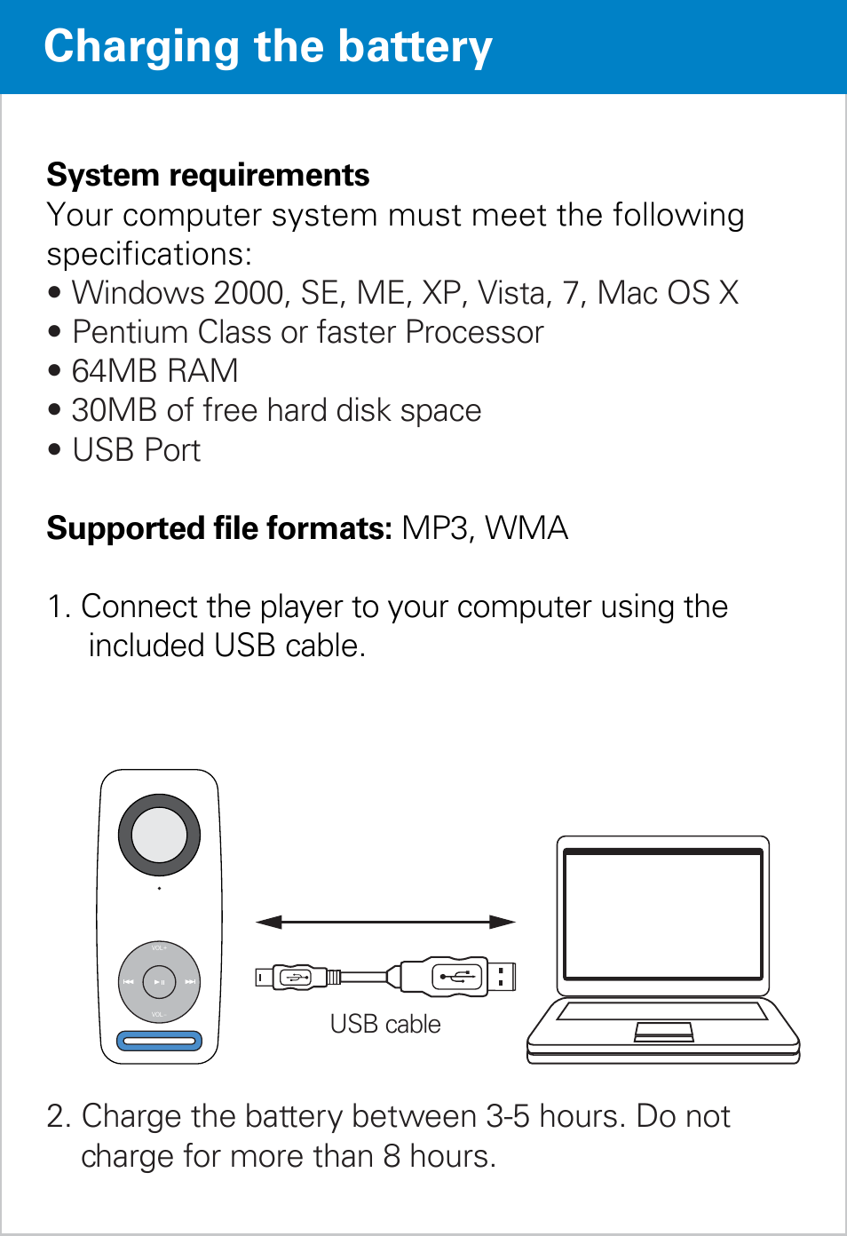Charging the battery | Polaroid PMP90TM User Manual | Page 4 / 11