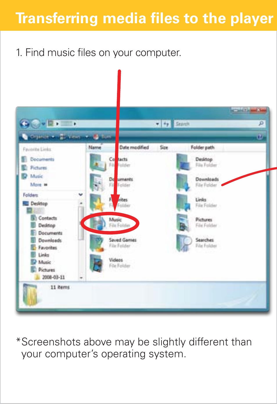 Transferring media files to the player | Polaroid PMP90TM User Manual | Page 6 / 11