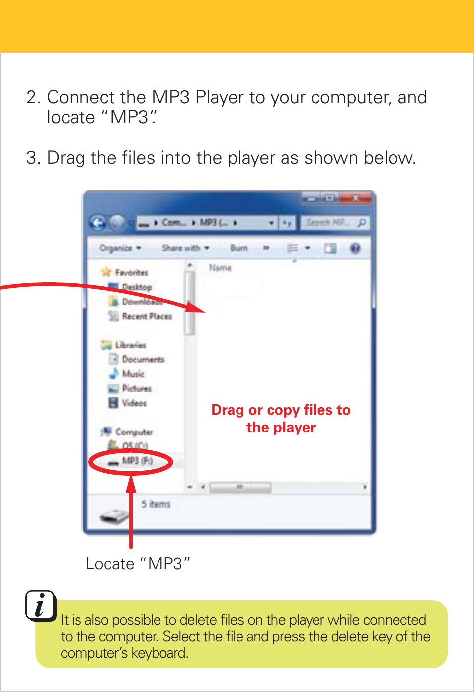 Transferring media files to the player | Polaroid PMP90TM User Manual | Page 7 / 11