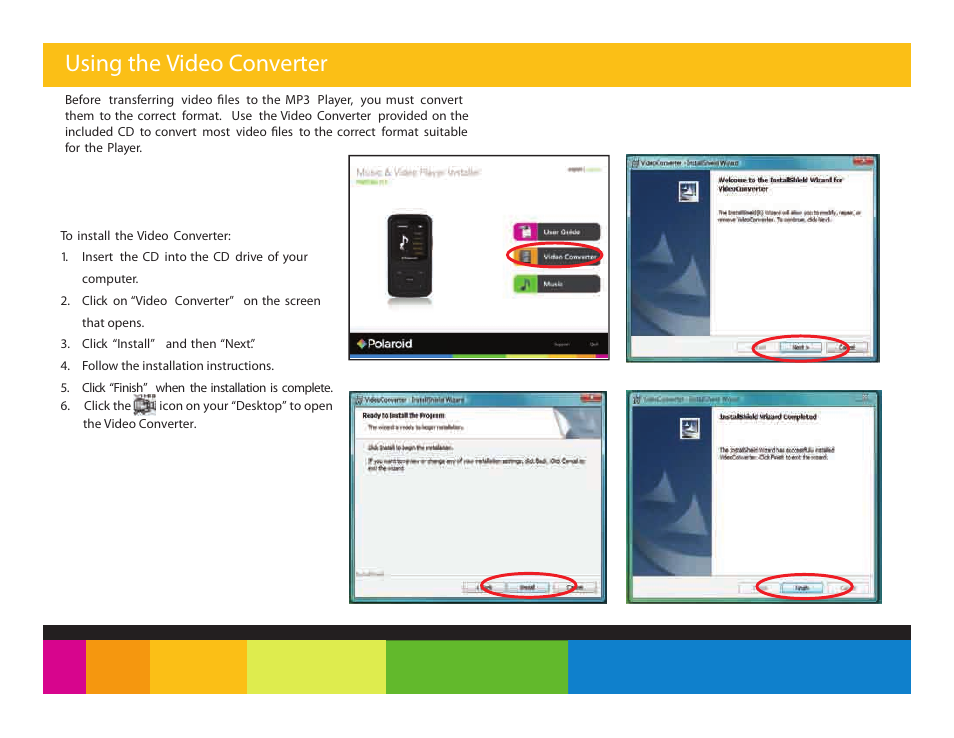 Using the video converter | Polaroid PMP151 User Manual | Page 14 / 25