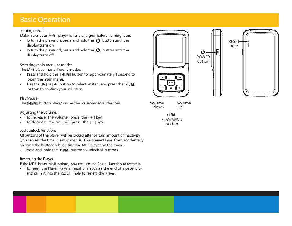 Basic operation | Polaroid PMP151 User Manual | Page 4 / 25