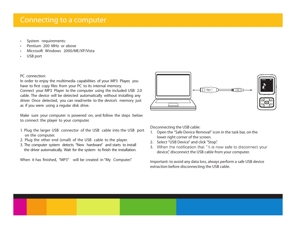 Connecting to a computer | Polaroid PMP151 User Manual | Page 5 / 25