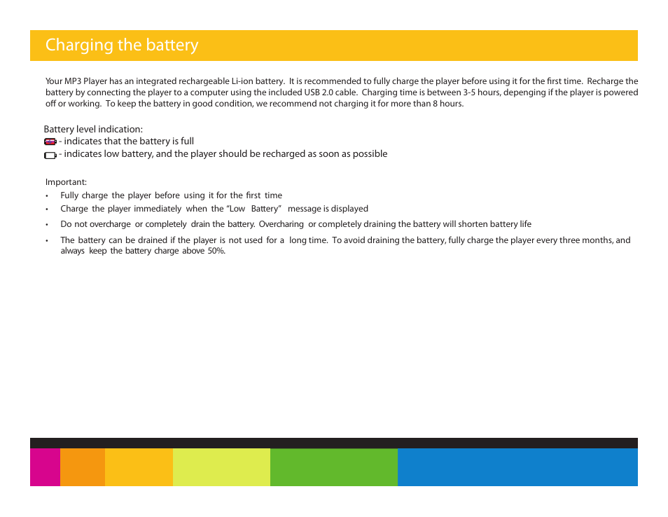 Charging the battery | Polaroid PMP151 User Manual | Page 6 / 25