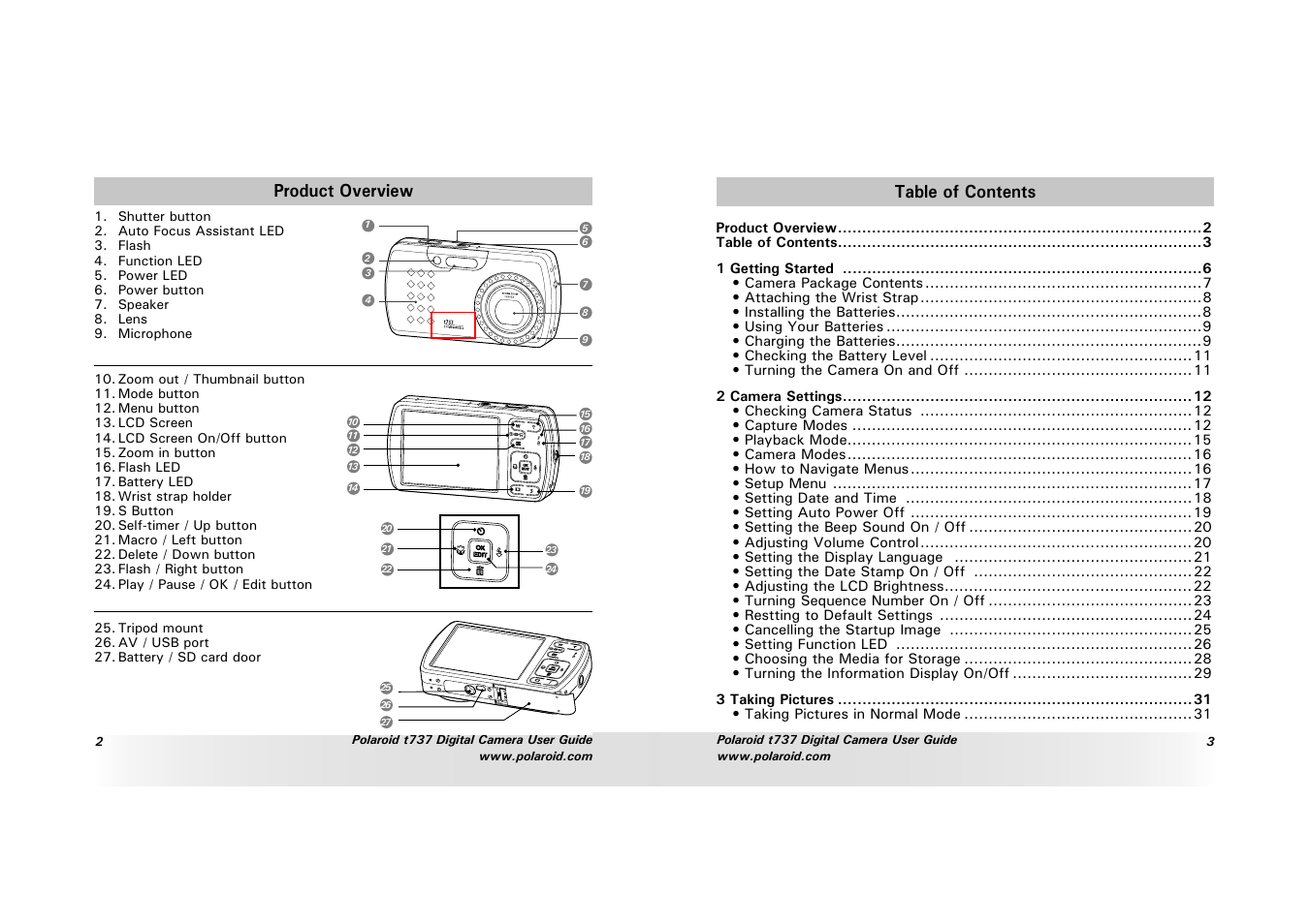 Polaroid T737 User Manual | Page 2 / 58