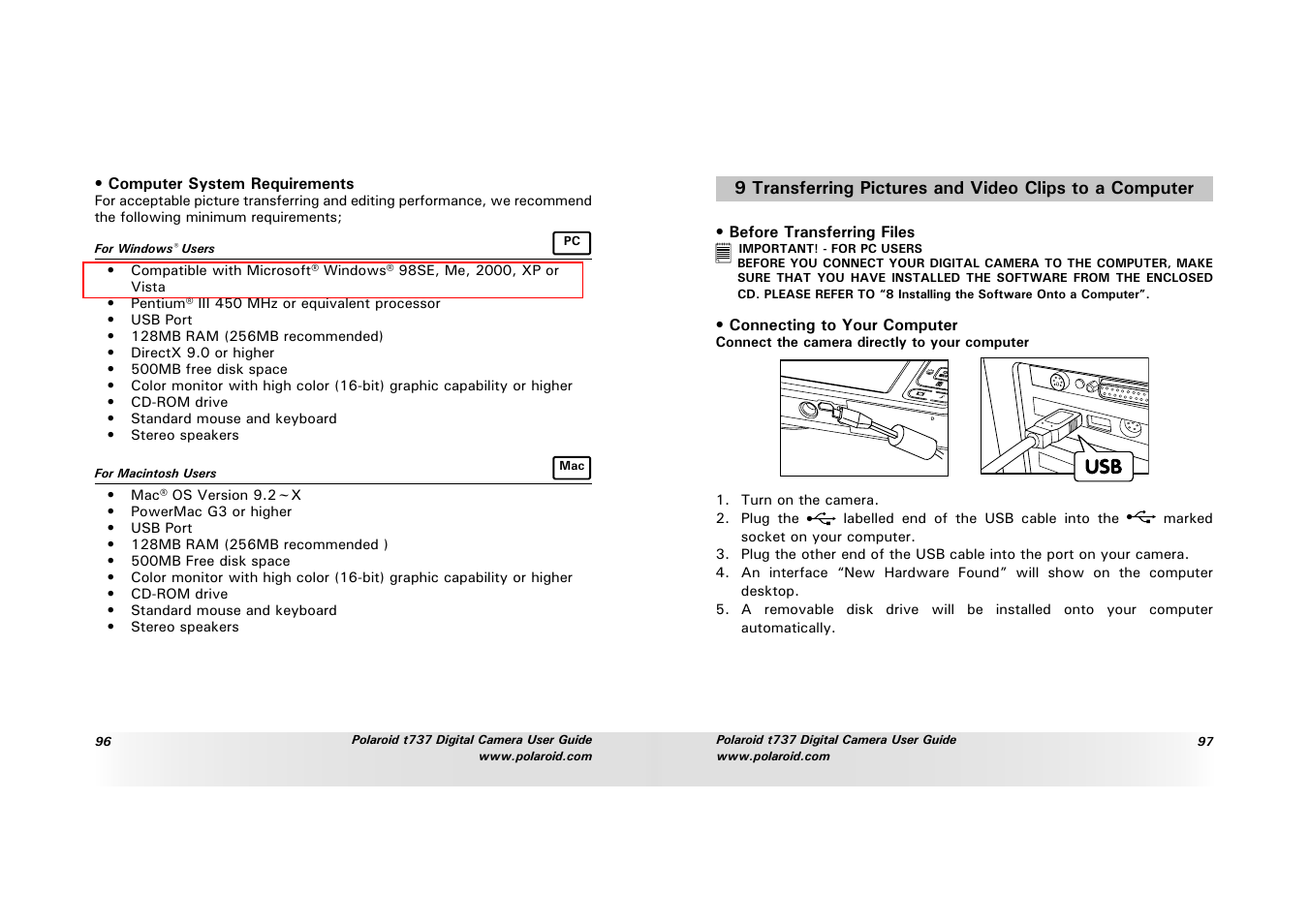 Polaroid T737 User Manual | Page 49 / 58