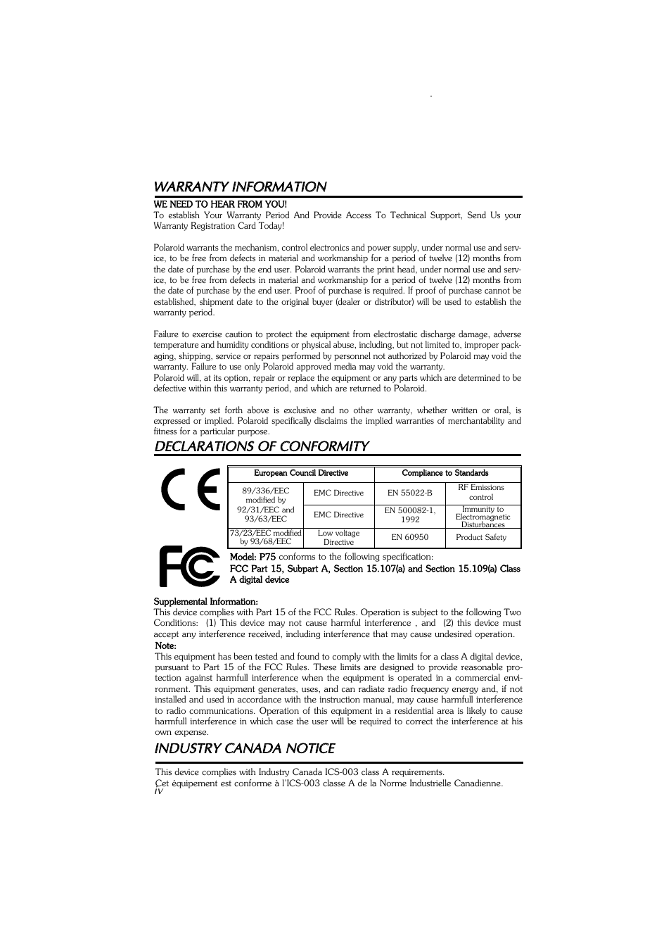 Polaroid P75 User Manual | Page 3 / 44