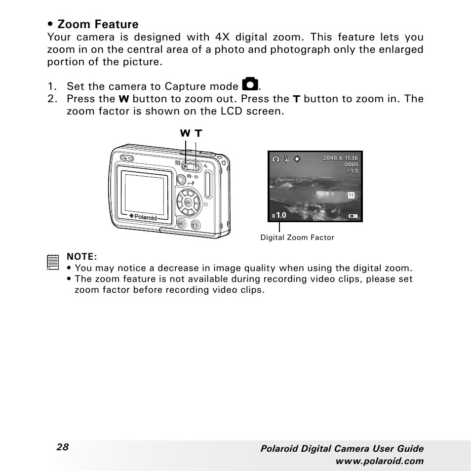 Zoom feature | Polaroid a310 User Manual | Page 28 / 78