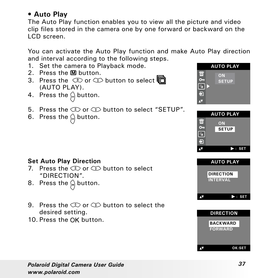 Auto play | Polaroid a310 User Manual | Page 37 / 78