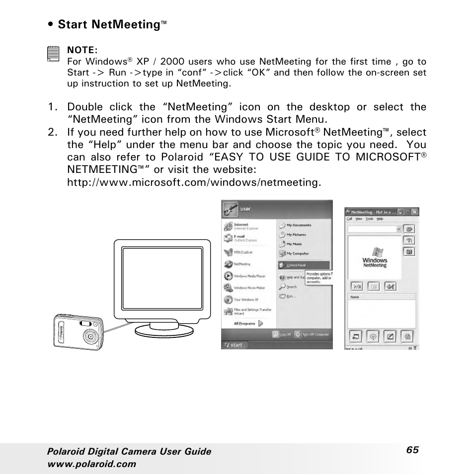 Start netmeeting | Polaroid a310 User Manual | Page 65 / 78